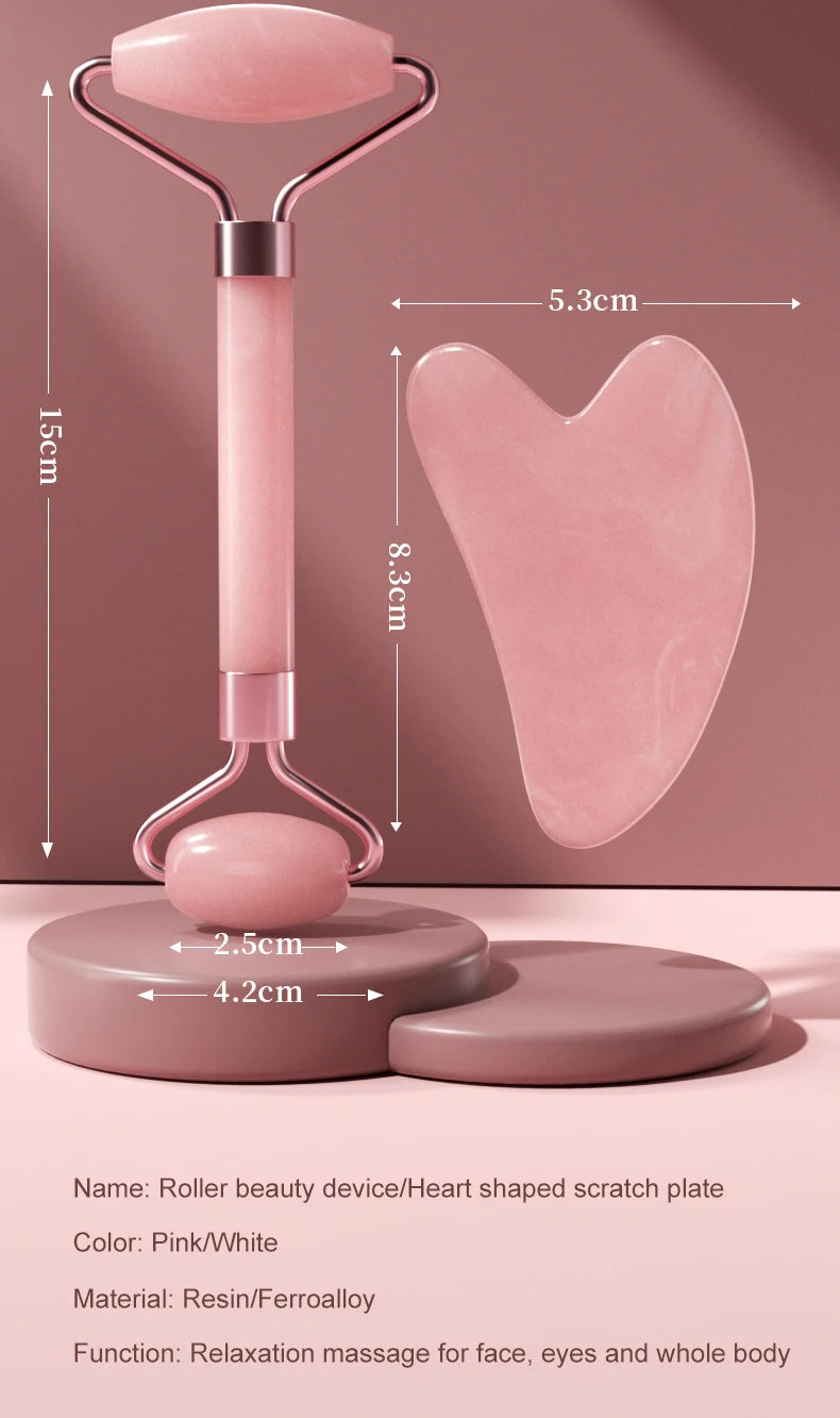Rose Glow Facial Roller & Gua Sha Set